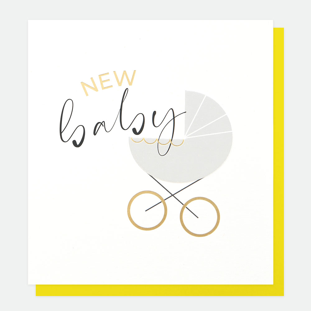 New Baby Pram Card by Caroline Gardner